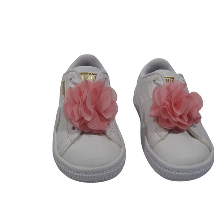 PUMA Baby Basket Flower AC INF Sneakers, Puma White-Pale Pink - 4 US