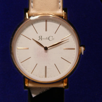 Rose & Coy Women's Quartz Pinnacle Ultra Slim 40mm White Dial Watch with Rose Go