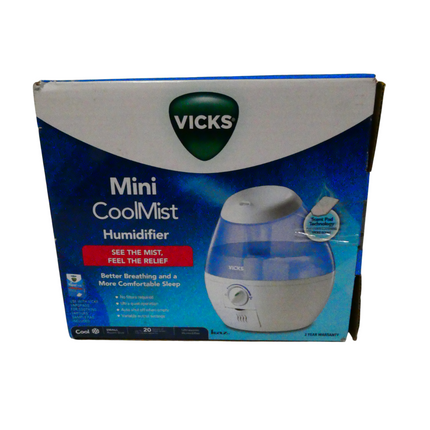 Vicks Mini Cool Mist Humidifier with Auto Shut Off & VapoPads 20 Hours Runtime