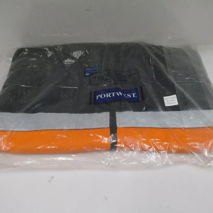 Portwest 100% Cotton 4-in-1 Jacket MJ777, Orange/Navy - Small