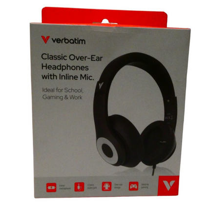 Verbatim Stereo Headphone Classic - Black, Headphones Over-Ear Design, 1.2 Meter