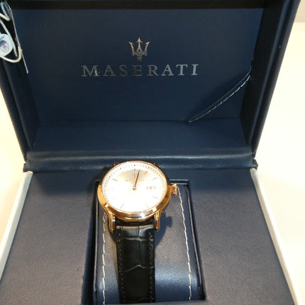 MASERATI Men's 'Epoca' Quartz Stainless Steel and Leather Fashion Watch, Color:B