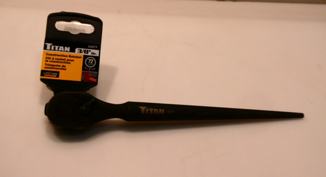 Titan Forge 11077 3/8-Inch Drive x 10-Inch 72 Tooth Construction Spud Ratchet