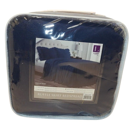 Lush Decor Ruffle Skirt Bedspread, Navy, Queen