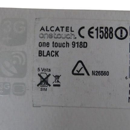 Alcatel One Touch 918D 3G Android 3.15MP Dual SIM Phone - Black