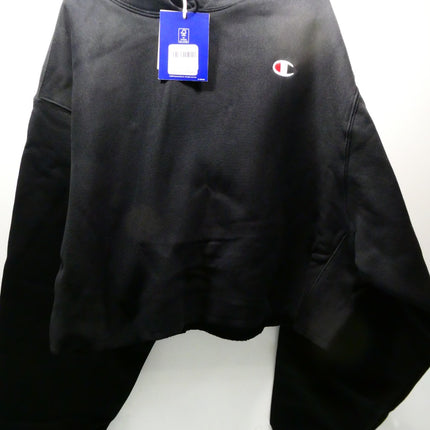 Champion Women's Reverse Weave Cropped Cut-Off Hoodie, Black, X-Large