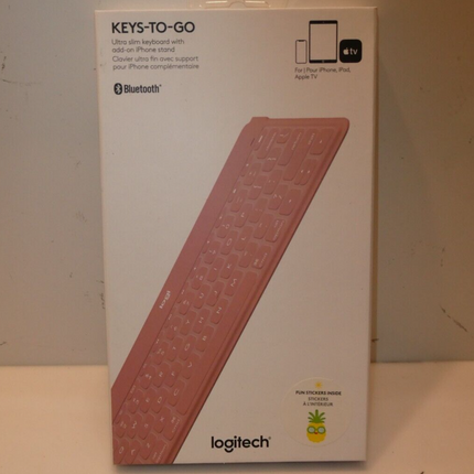 Logitech Keys-to-Go Ultra Slim Keyboard Bluetooth with iPhone Stand - Pink