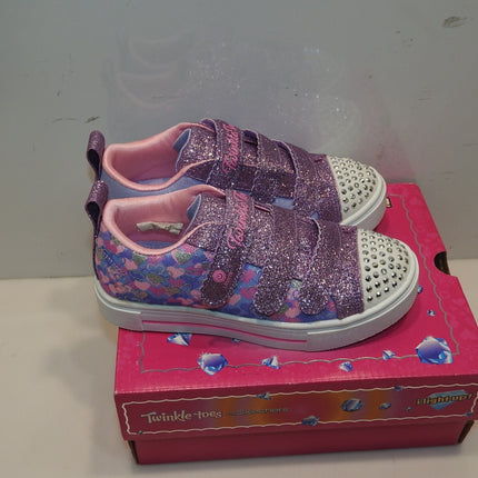 Skechers Girl's Twinkle Toes: Twinkle Sparks - Shining Hearts Sneaker, Purple/Mu