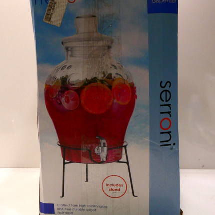 Serroni Soda Glass Beverage Dispenser with Stainless Steel Stand, 10 Litre Capac