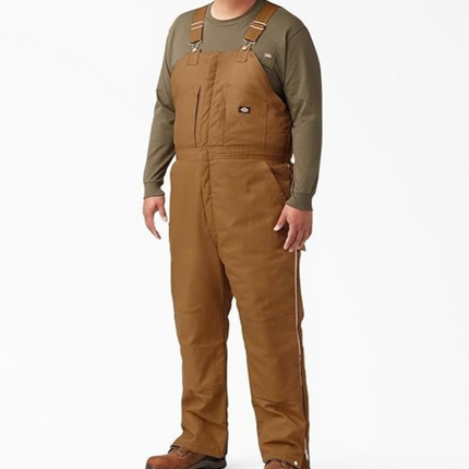 Dickies Men's Duck Insulated Bib Overall, Brown Duck, XX-Large