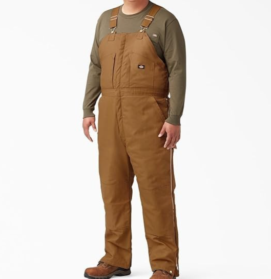 Dickies Men's Duck Insulated Bib Overall, Brown Duck, XX-Large