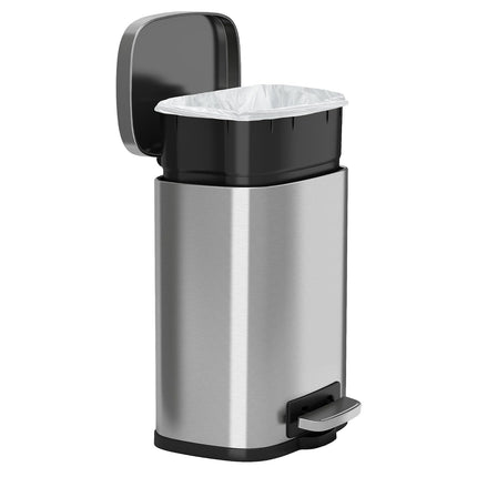 iTouchless SoftStep 1.32 Gallon Small Bathroom Stainless Steel Step Trash Can 5L