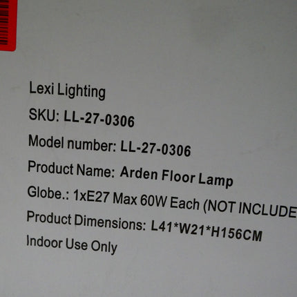 Lexi Lighting Arden Floor Lamp, Warm Base Metal Base, Ivory Fabric PVC Shade, H1