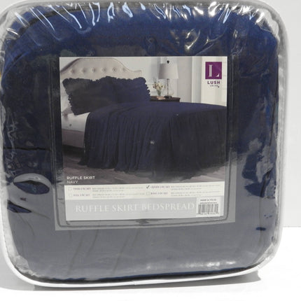Lush Decor Ruffle Skirt Bedspread, Navy, Queen