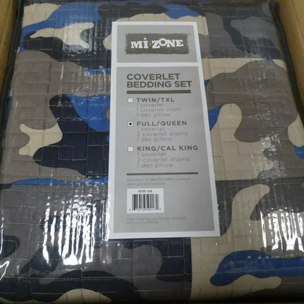 Mizone Josh 4 Piece Coverlet Set, Blue, Full/Queen