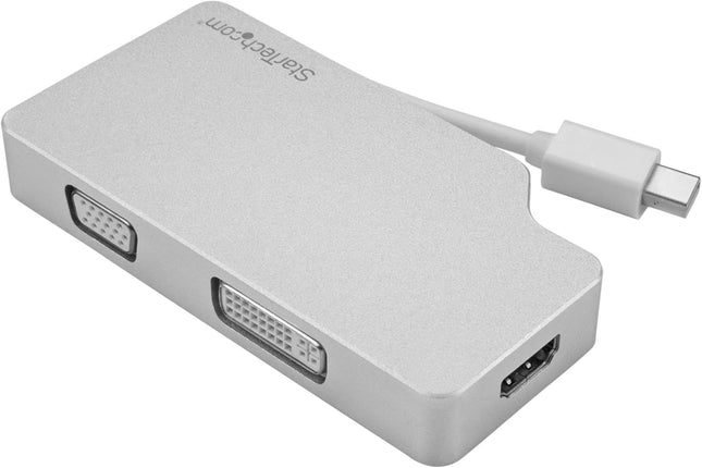 StarTech.com Aluminum Travel A/V Adapter: 3-in-1 Mini DisplayPort to VGA, DVI or