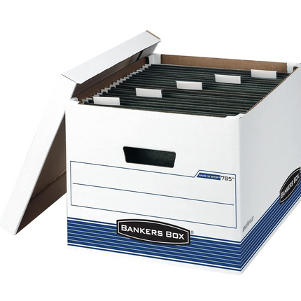 Bankers Box HANG'N'STOR Medium-Duty Storage Boxes, FastFold, Lift-Off Lid, Lette