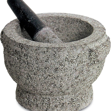 Avanti Rough Solid Granite Mortar and Pestle, 20 cm Diameter, Grey