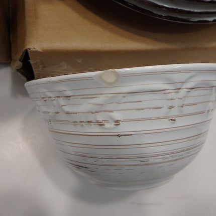 Pfaltzgraff Trellis White 16-Piece Dinnerware Set, Service for 4, Distressed Whi