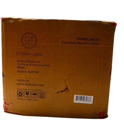 Stone + Lian Celina Stoneware 16-Piece Dinnerware Set White - BLB1361