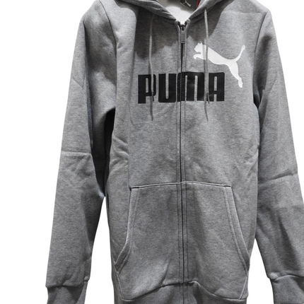 PUMA ESS+ 2 Col FZ Hoodie Fleece, Small Gray Heather