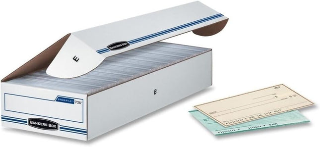 Bankers Box STOR/File Check Boxes, Standard Set-Up, Flip-Top Lid, 4 x 9 x 24Inch