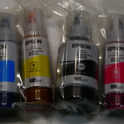 Epson Ecotank 502 Ink, Black, Megenta, Yellow and Cyan