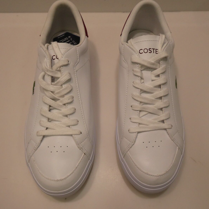 Lacoste Men's Powercourt 223 1 AU SMA Sneaker, White/Burgundy, 11 US