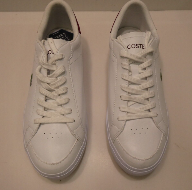 Lacoste Men's Powercourt 223 1 AU SMA Sneaker, White/Burgundy, 11 US