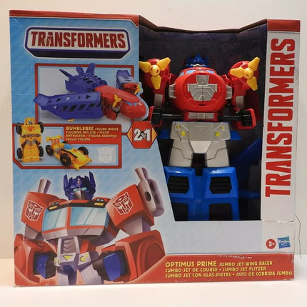 Transformers Toys Optimus Prime Jumbo Jet Wing Racer Playset with 4.5-inch Bumbl