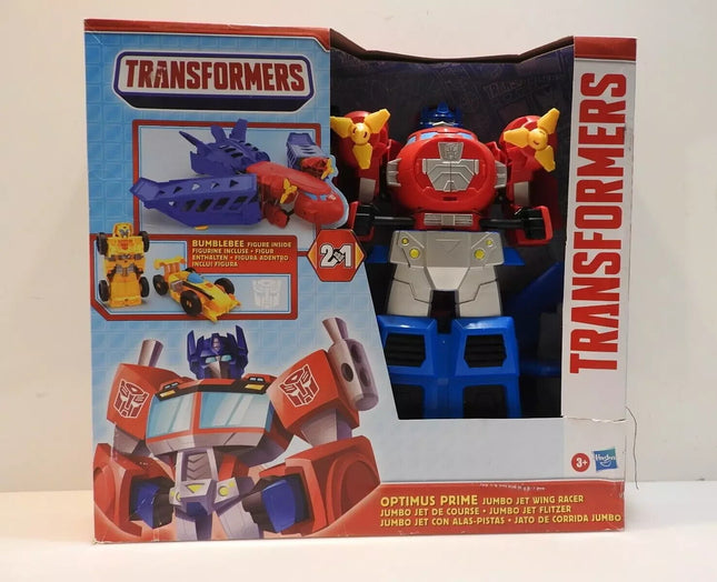 Transformers Toys Optimus Prime Jumbo Jet Wing Racer Playset with 4.5-inch Bumbl