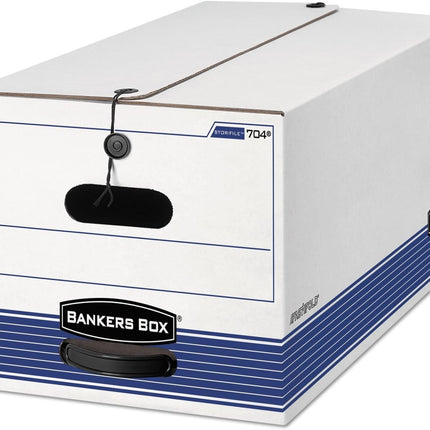 Bankers Box 0070503 STOR/FILE Storage Box, Legal, String and Button, White/Blue,