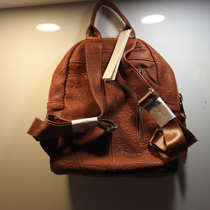 Trifine Unisex Pebbled Leather Backpack Handbag, Tan, One Size