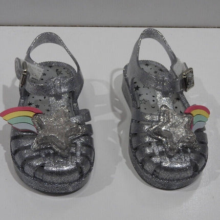 Mini Melissa Possession II Silver Glitter Sandal, Size - 7
