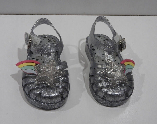 Mini Melissa Possession II Silver Glitter Sandal, Size - 7