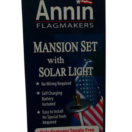 Annin Flagmakers American Flag SolarGuard Nylon Flag, Solar Light and Flagpole