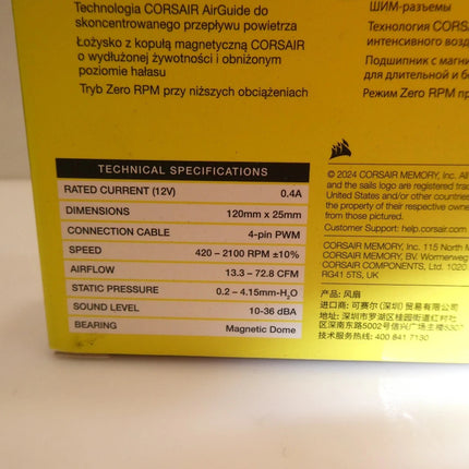 CORSAIR RS120 120mm PWM Fan – Daisy-Chain Connection – Low-Noise – Magnetic Dome