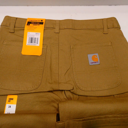 CARHARTT Men's Rugged Flex Loose Fit Canvas Utility Work Pant, Dark Khaki, 14