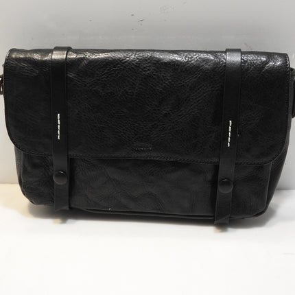 Trifine Unisex Concrete Leather Satchel, Black, One Size