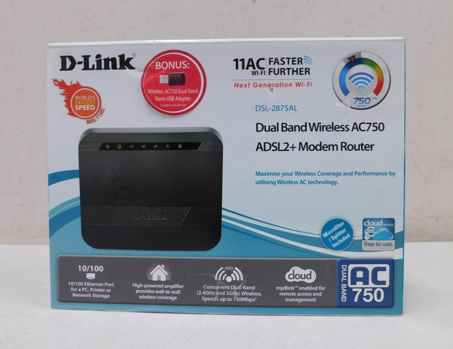 D-Link DSL-2875AL Dual Band Wireless AC750 ADSL2+ Modem Router