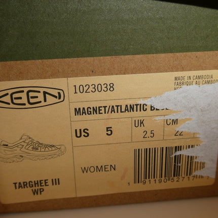 KEEN Women's Targhee III Waterproof, Magnet Atlantic Blue, 5 US