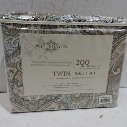 Pointehaven 200 Thread Count Percale Sheet Set, Twin - Cedar