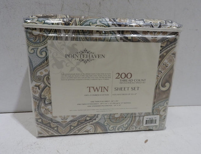Pointehaven 200 Thread Count Percale Sheet Set, Twin - Cedar