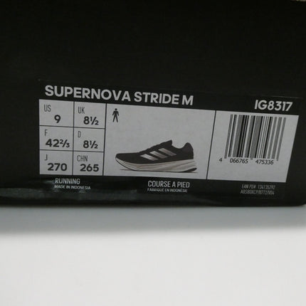 adidas Men's Performance Supernova Stride Running Shoes, Core Black/ White - 9US