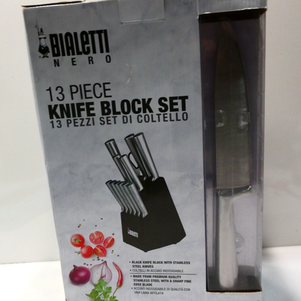 Bialetti 13Pc Set Knife Block, Black and Silver, BIA-13KN