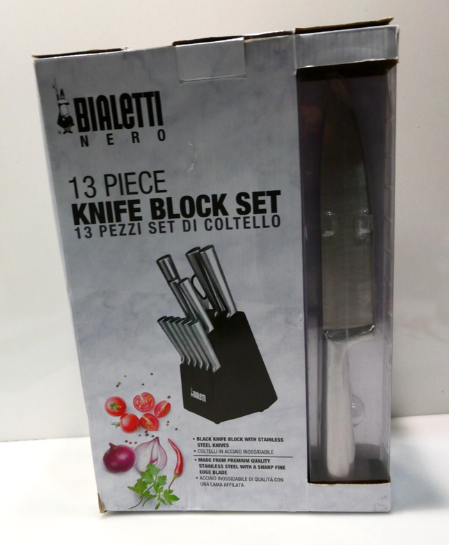 Bialetti 13Pc Set Knife Block, Black and Silver, BIA-13KN