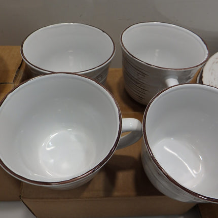 Pfaltzgraff Trellis White 16-Piece Dinnerware Set, Service for 4, Distressed Whi