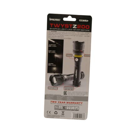 Iprotec TWYST Z 200 Lumens LED Light Flashlight Torch 89551