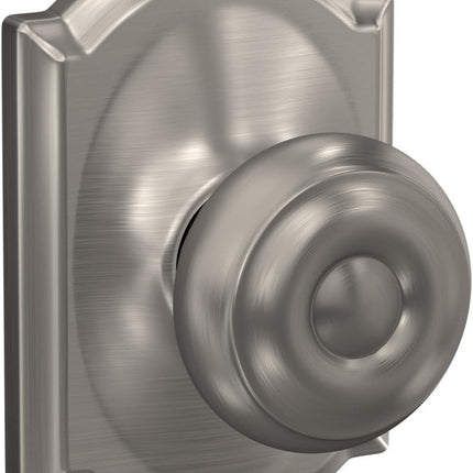 Schlage Residential F10 GEO 619 CAM Georgian Knob with Camelot Rose Passage Lock