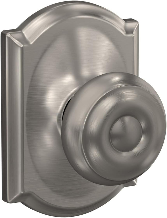 Schlage Residential F10 GEO 619 CAM Georgian Knob with Camelot Rose Passage Lock